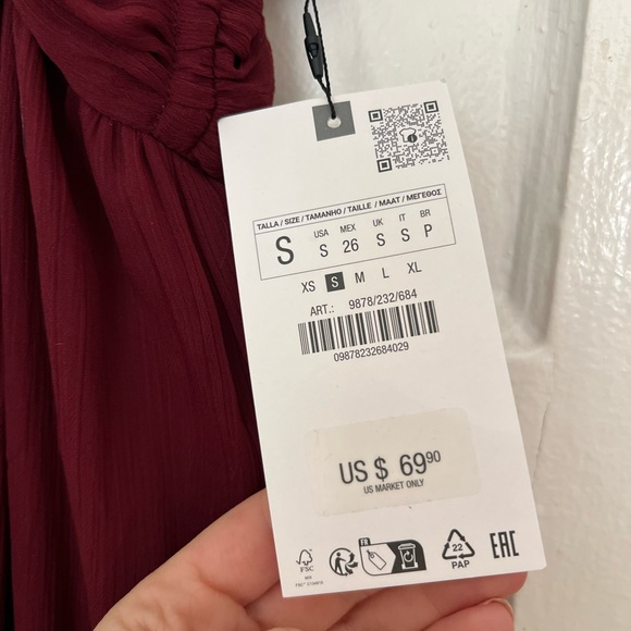NWT Zara Burgundy Cross Back Jumpsuit - Picture 6 of 7